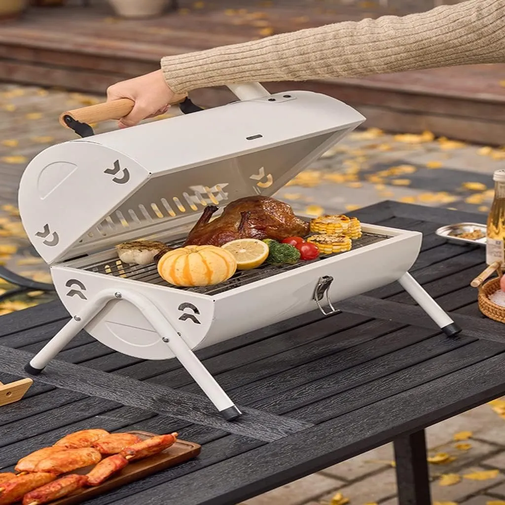 Carrying Handle Portable Wood Burning Charcoal Grill, Camping Grills for Outdoor Cooking Hiking Picnics, Household Indoor Smokeless Heating Carbon Surround Stove