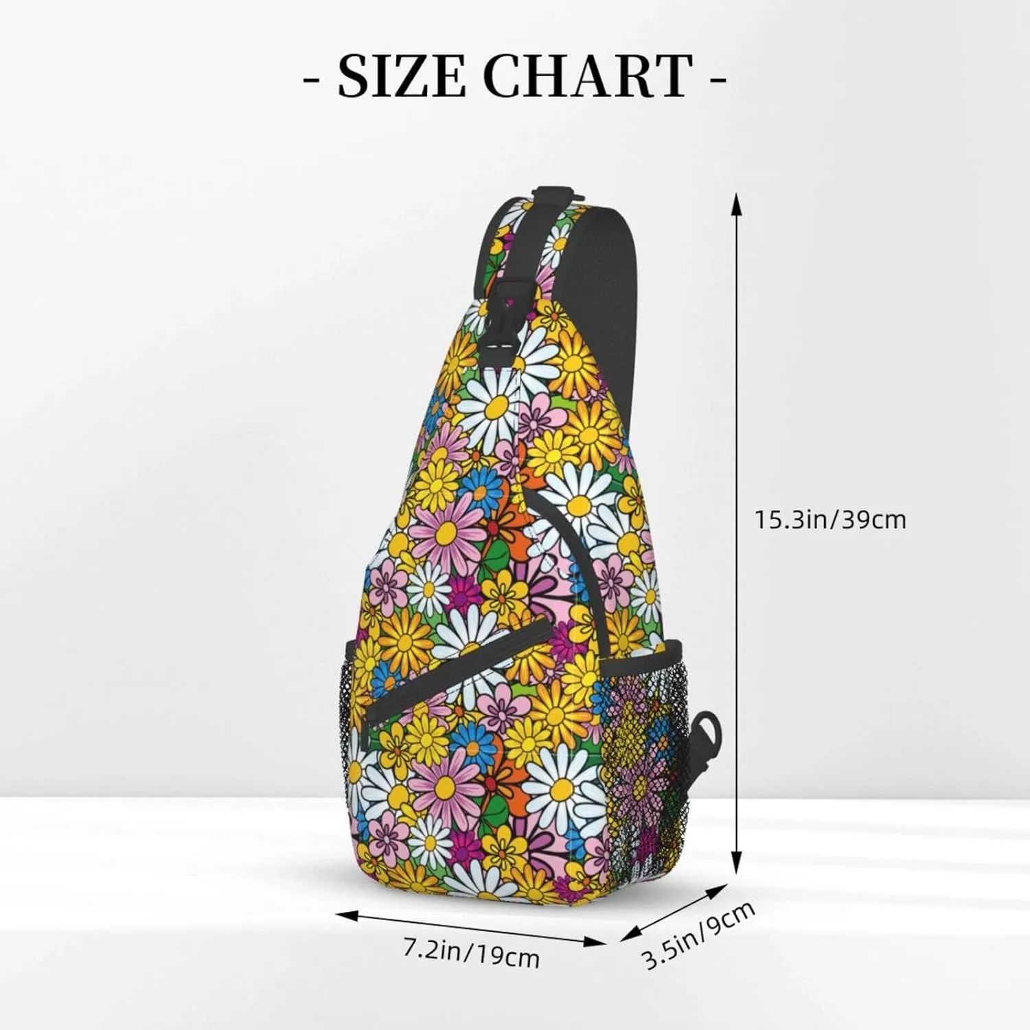 Cartoon Cute Flowers Cross Chest Bag Diagonally Travel Backpack, Light Travel, Hiking Single Shoulder Bag