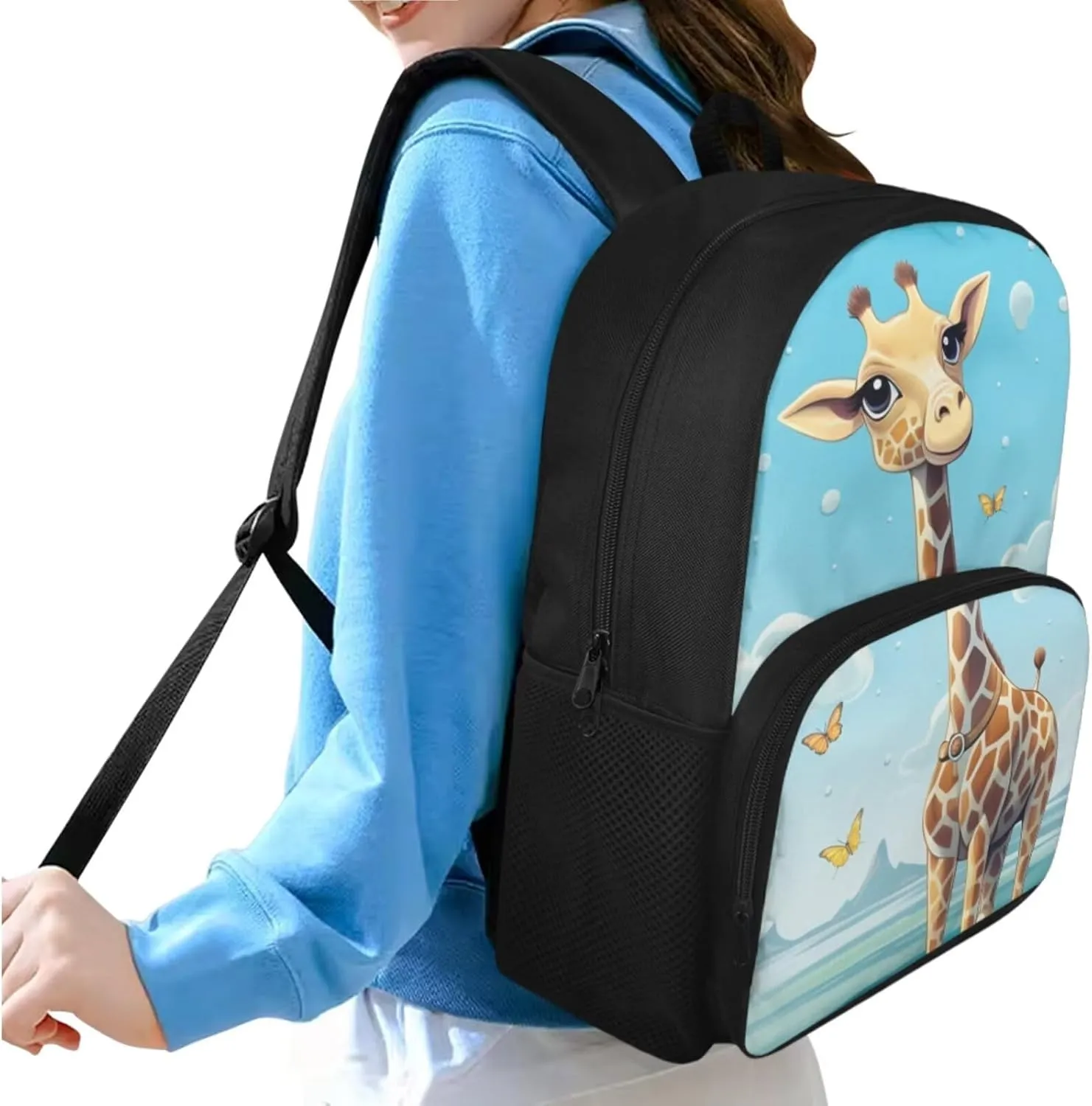Cartoon Deer Backpack for Kids Girls 6-9 Cute Backpack with Lunch Box 3PCS Sturdy Bookbag with Large Front Pocket 15 inch Cute School Bag Set for Boys Birthday Gifts for Kids