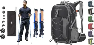 Cascade Mountain Tech Trekking Poles and Maelstrom 40L Hiking Backpack with Rain Cover