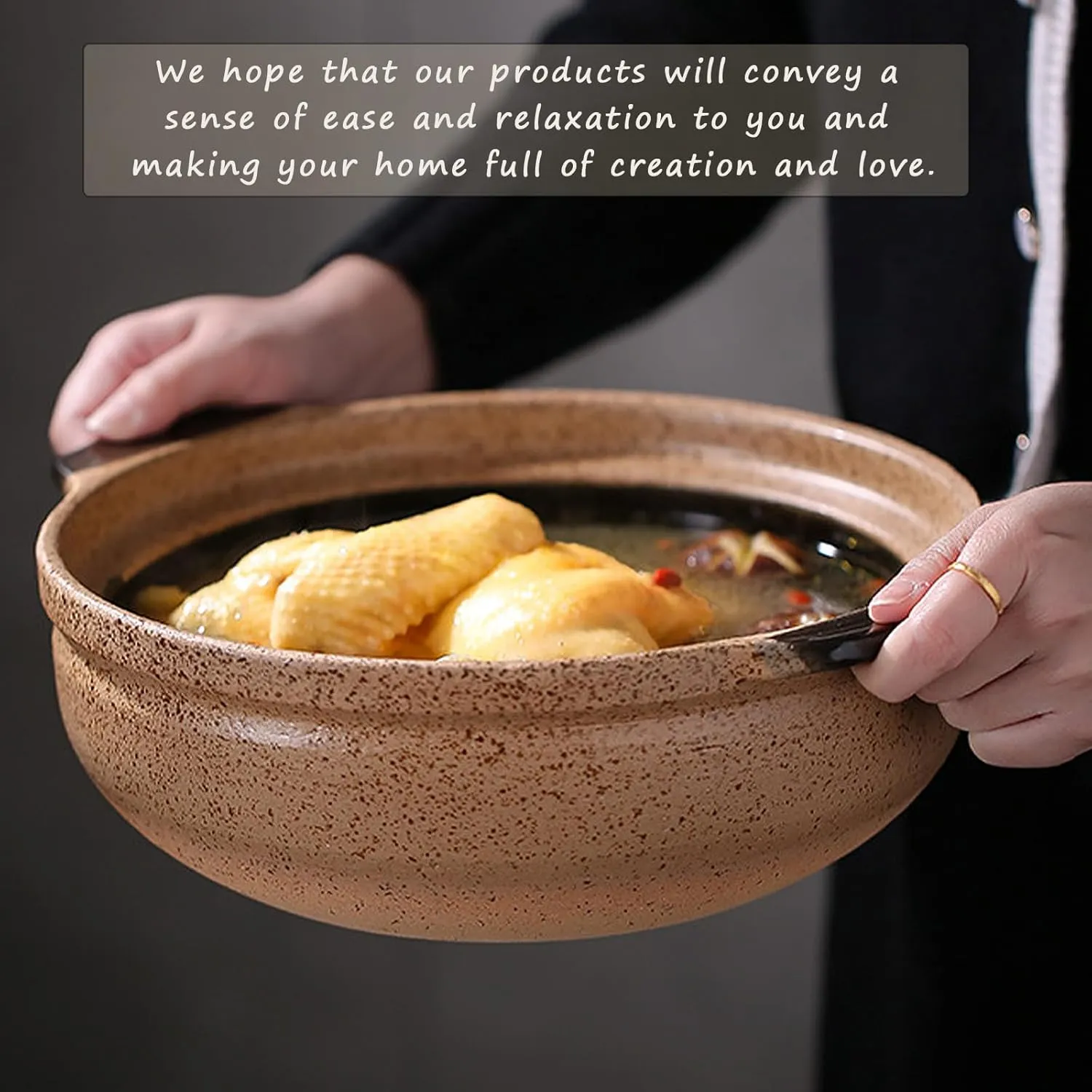 Ceramic Casserole Dish, Clay Pot, Earthen Pot Cookware with Lid for Dinner and Party, Stockpot for Rice Hot Pot, Stew, Soup, Steam, Bakeand Serve Oven Safe-Heat Resistant (deep-1.58QT(1.5L))
