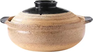 Ceramic Casserole Dish, Clay Pot, Earthen Pot Cookware with Lid for Dinner and Party, Stockpot for Rice Hot Pot, Stew, Soup, Steam, Bakeand Serve Oven Safe-Heat Resistant (deep-1.58QT(1.5L))