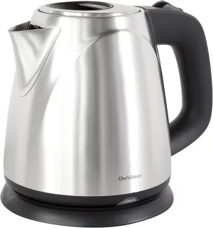 Chef’sChoice Electric Kettle 1500 Watts Cordless Compact Water Boiler Features Stainless Steel Construction Boil Dry Protection & Auto Shut Off Easy Pour, 1-Liter, Metallic