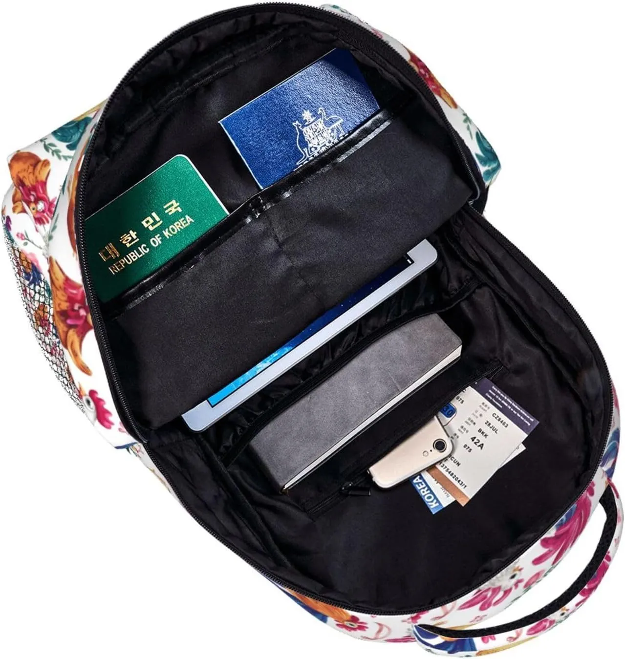 Chicken Flower Pattern Backpack Lightweight Laptop Backpack Casual Daypack Travel Double Shoulder Bag For Women Men