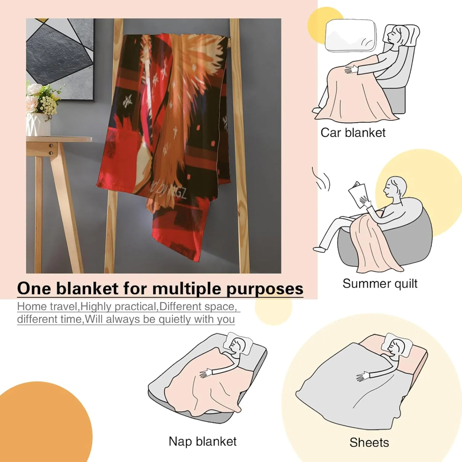 Christmas Blanket Merry Christmas Red and Black Pomeranian Throw Blanket, Fuzzy Fluffy Soft Cozy Flannel Blanket, for Couch Bed Sofa and Travel 50x60 Inch