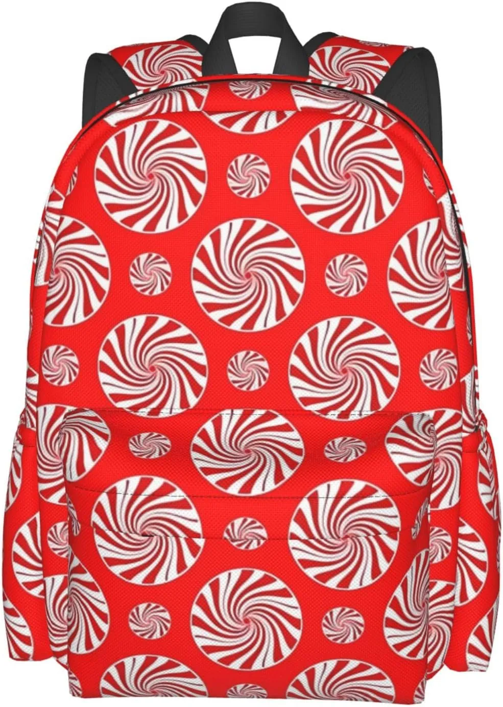 Christmas Candy Peppermints Red Backpack Casual Laptop Backpack Large Capacity Double Shoulder Bag Travel Daypack For Women Men