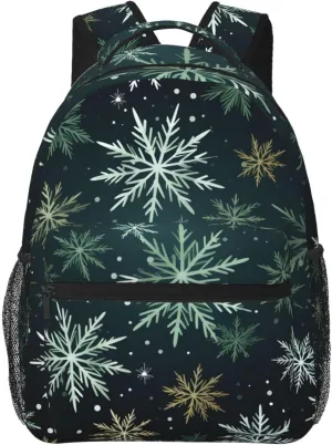 Christmas Snowflake Patterns Travel Laptop Backpacks Lightweight Travel Hiking Camping Multipurpose Daypack Casual College Backapck for Men Women Adult