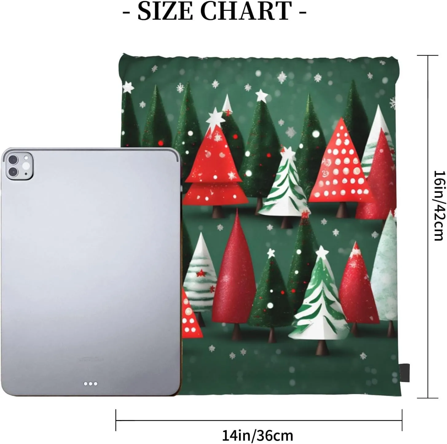 christmas treess Print Sports Drawstring Backpack,Water Resistant Bag, Gym Backpack for Women Men