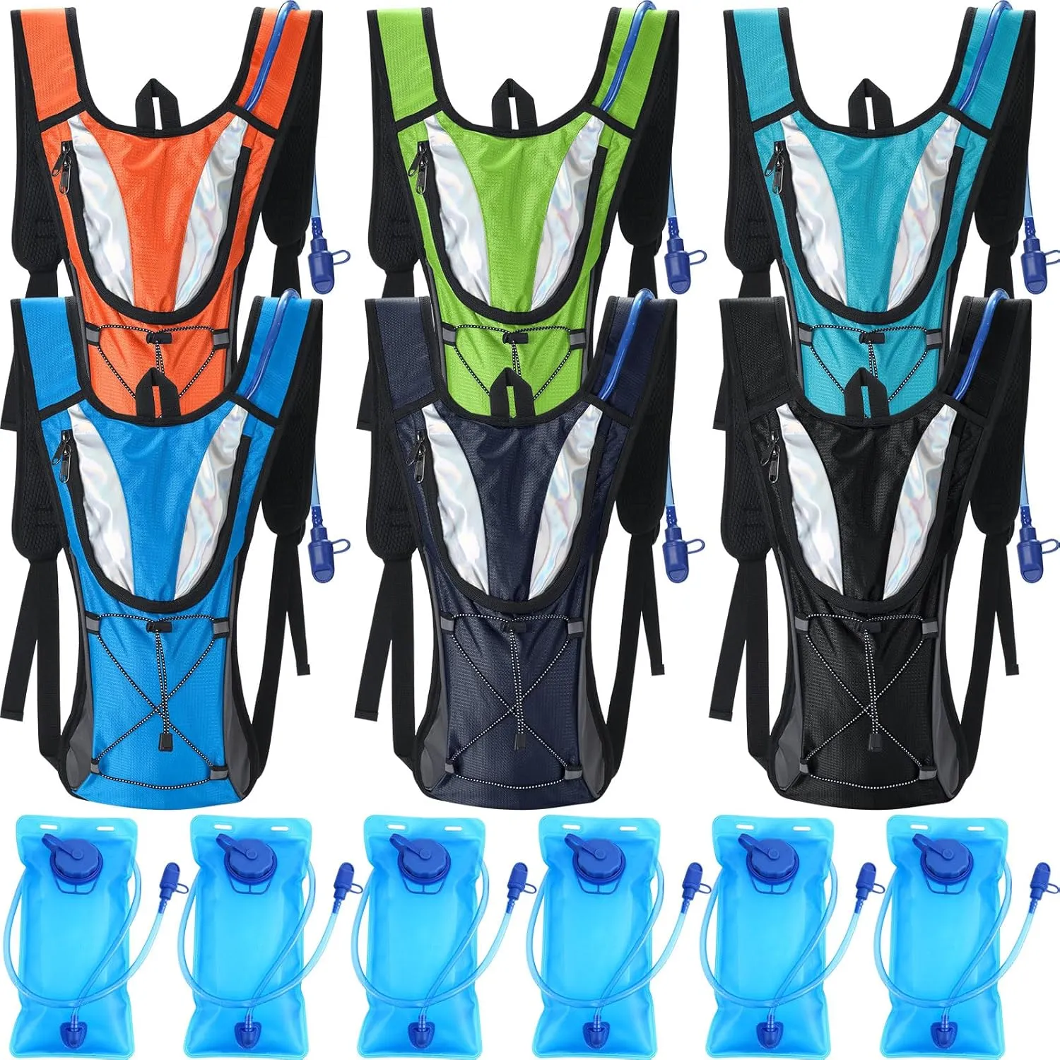 Chunful 6 Pack Running Hydration Backpack Festival Hydration Packs Lightweight Water Backpack with 2L Hiking Water Bladder for Women Men Running Cycling Climbing Hiking