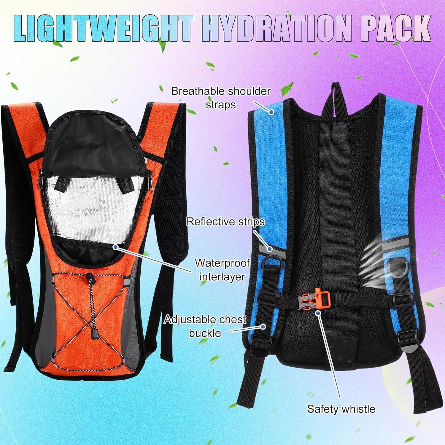 Chunful 6 Pack Running Hydration Backpack Festival Hydration Packs Lightweight Water Backpack with 2L Hiking Water Bladder for Women Men Running Cycling Climbing Hiking