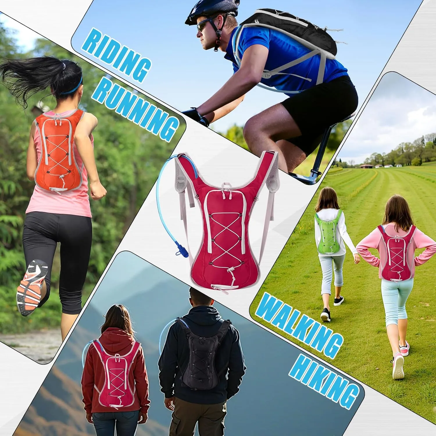 Chunful Hydration Backpack with 2L Water Bladder, Lightweight Hydration Pack Hiking Cycling Biking Climbing Water Backpack for Men Women