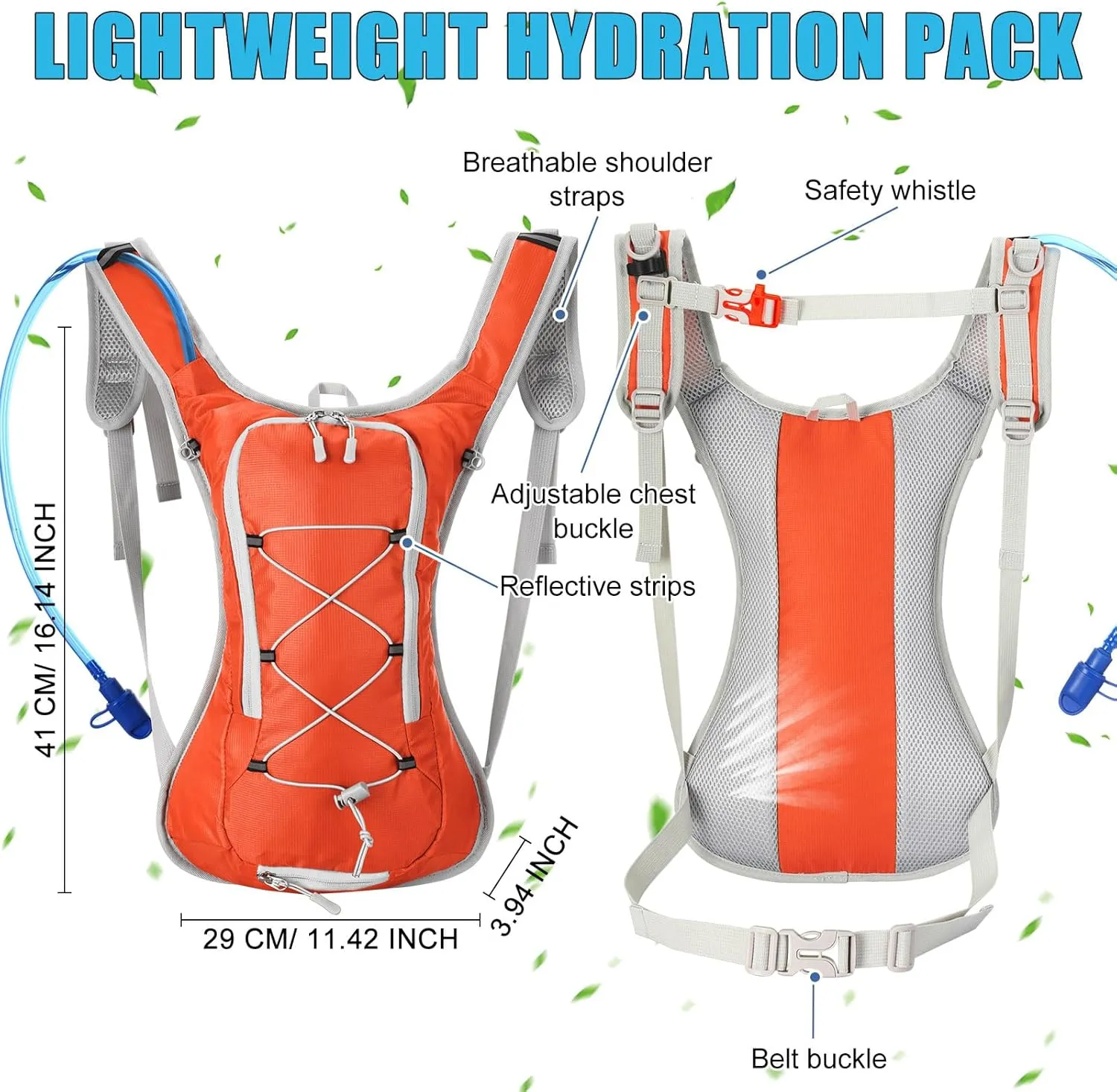 Chunful Hydration Backpack with 2L Water Bladder, Lightweight Hydration Pack Hiking Cycling Biking Climbing Water Backpack for Men Women