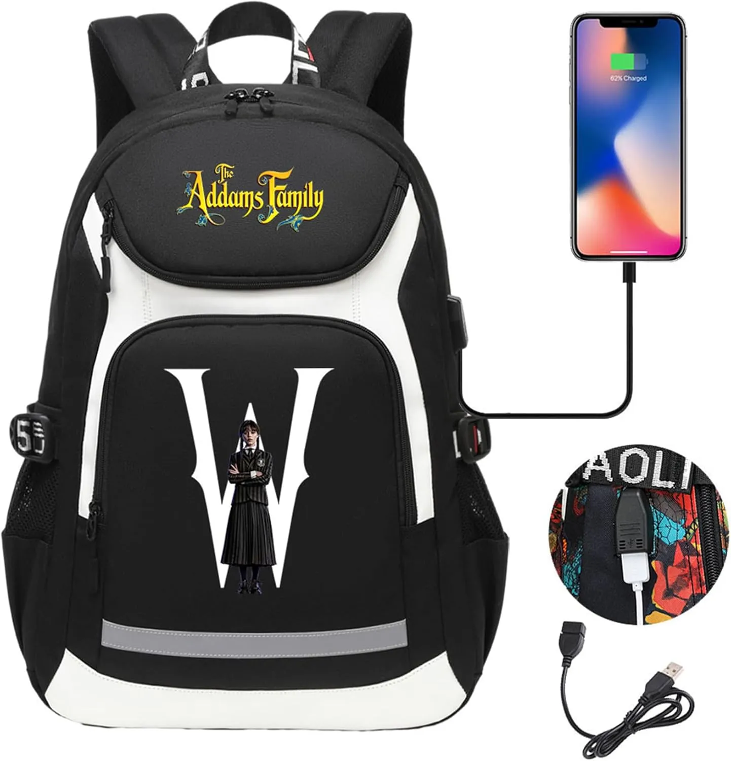 Classic Casual Backpack-Waterproof Sturdy Book Bag Wear Resistant Knapsack with USB Charging Port