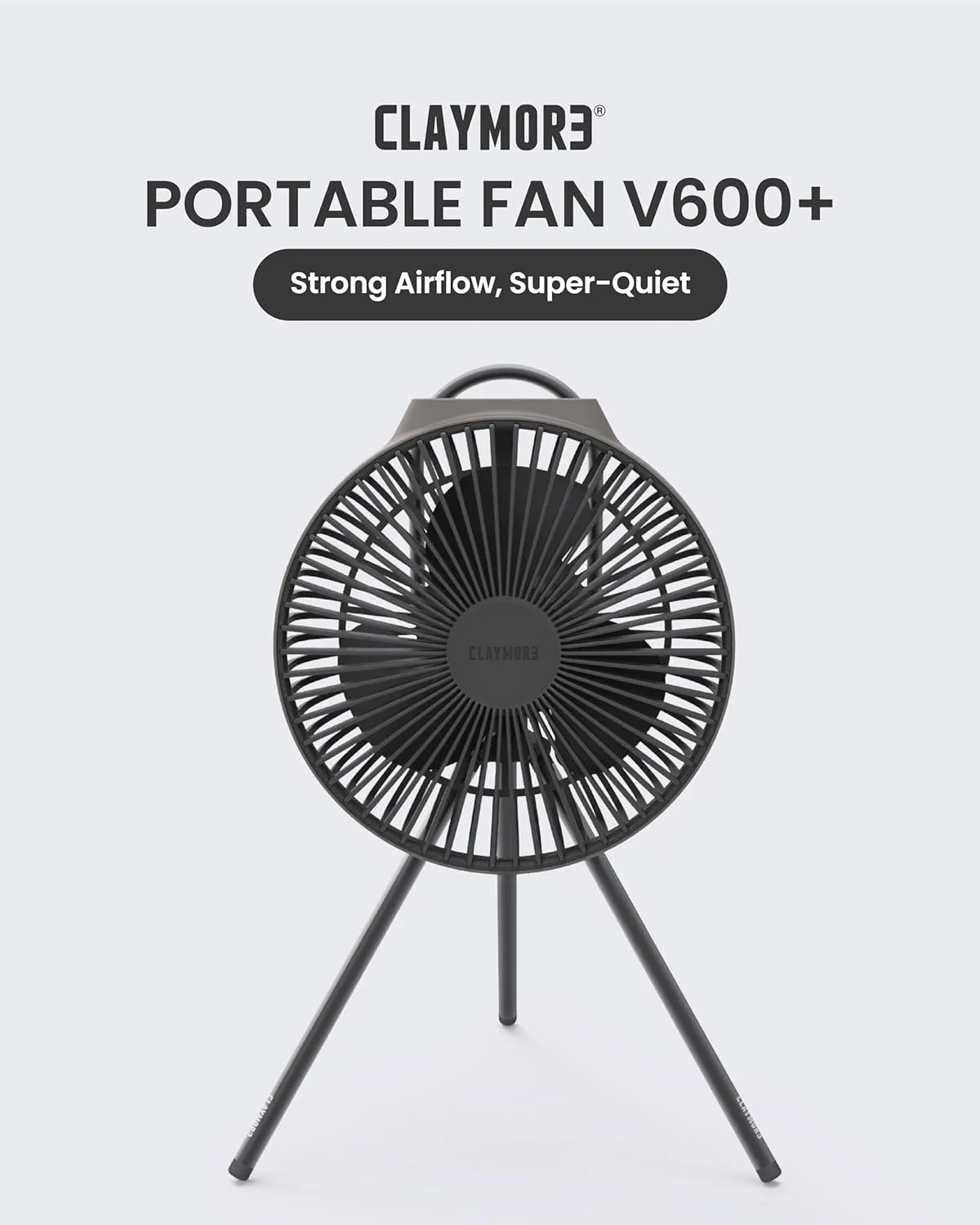 Claymore Portable Fan V600  (Warm Gray) - Portable, Airflow for Outdoors Use & Indoor Living Room, Desk, Table Fan. Super Quiet, USB-C Charging, Long-Lasting Battery, Includes Storage Case.