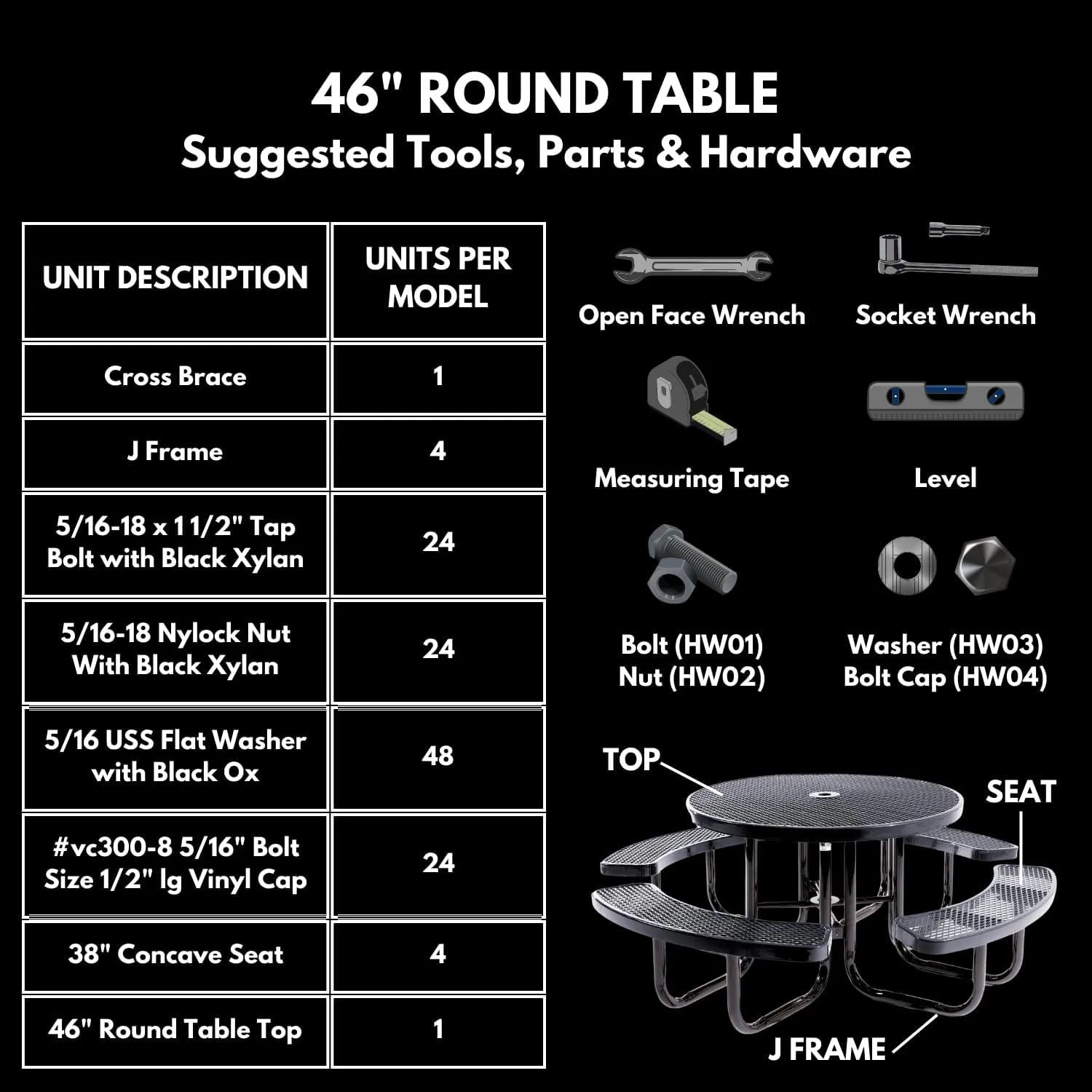 Coated Outdoor Furniture Heavy-Duty Portable Outdoor Picnic Table with Umbrella Hole, Expanded Metal Commercial-Grade Patio Dining Furniture Made in America (46" Round Top, Dark Blue)