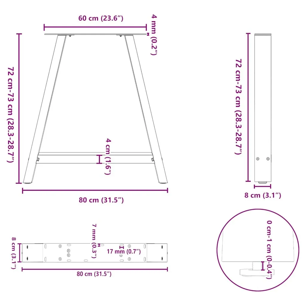 Coffee Table Legs A-Shaped 2 pcs 80x(72-73) cm Steel