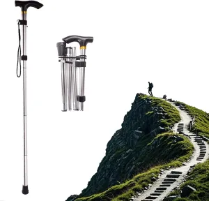 Collapsable Cane Hiking Pole Height Adjustable, Lightweight Anti-Slip for Travel Outdoor Hiking Help Balance for Men and Women Seniors