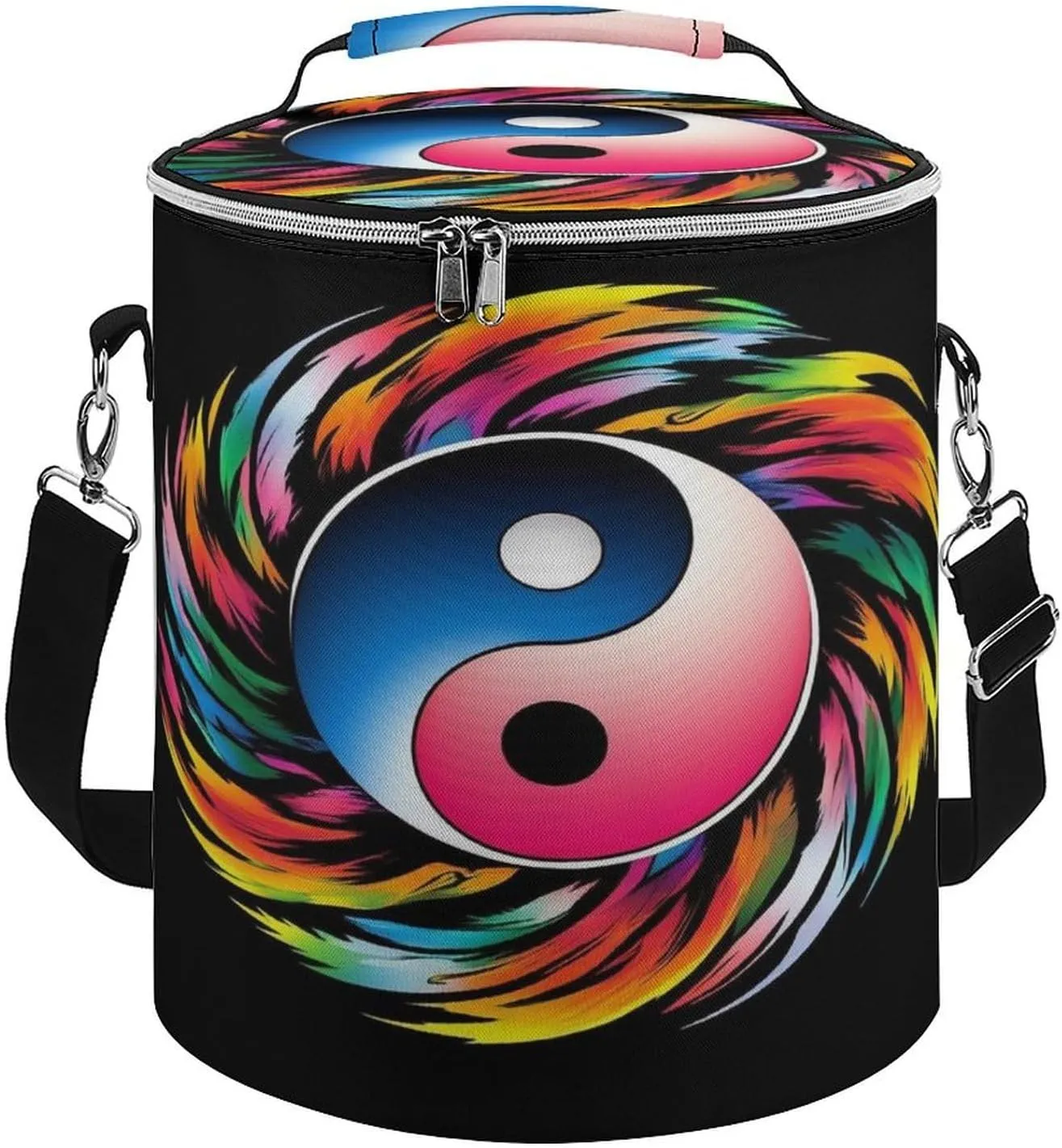 Collapsible Magic Yin Yang Art Lunch Backpack for Women, Large Capacity Cooler Bag for Camping Picnic Lunch Travel Outdoor Beach