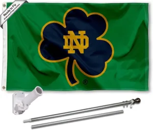 College Flags & Banners Co. Irish Shamrock Flag with Pole and Bracket Mount Kit