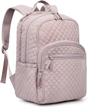 College Laptop Backpack, Travel Backpack for Women, Quilted Casual Daypack, Waterproof Bookbag for 15.6 Inch Laptop