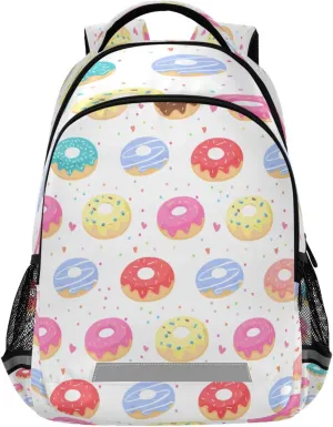 Colorful Donuts Design Waterproof Backpack - Casual Outdoor Sports Daypack with Ergonomic Shoulder Straps#433