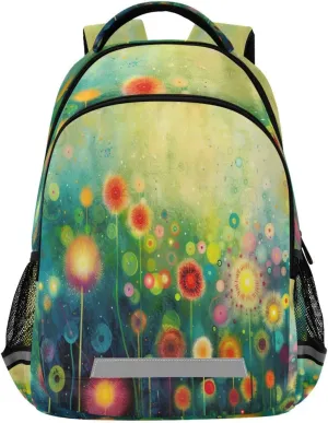 Colorful Flowers Painting Design Waterproof Backpack - Casual Outdoor Sports Daypack with Ergonomic Shoulder Straps#386