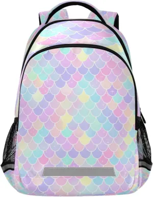 Colorful Mermaid Scales Design Waterproof Backpack - Casual Outdoor Sports Daypack with Ergonomic Shoulder Straps#469