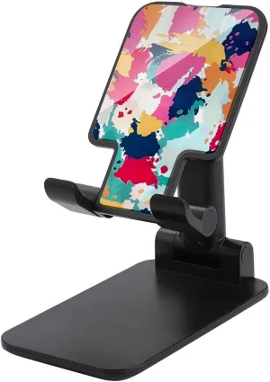 Colorful Paintting Splatter Foldable Cell Phone Stand for Desktop Portable Adjustable Table Phone Holder Travel Accessories