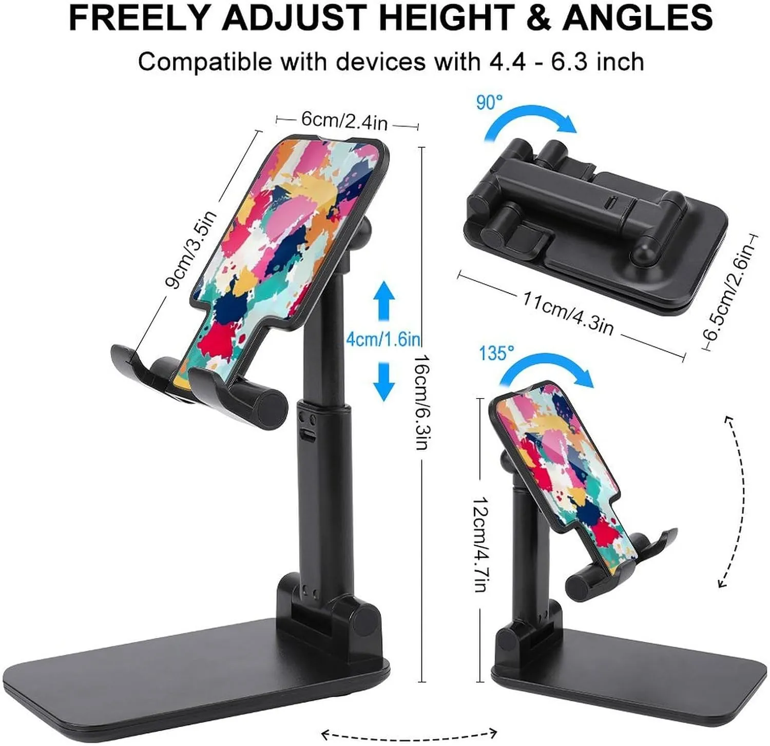 Colorful Paintting Splatter Foldable Cell Phone Stand for Desktop Portable Adjustable Table Phone Holder Travel Accessories