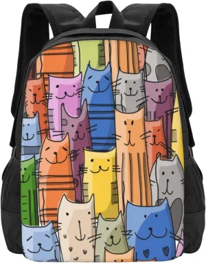 Colorful Smiling Cat Lightweight Packable Backpack Travel Casual Hiking Daypack Foldable Backpack For Men Women