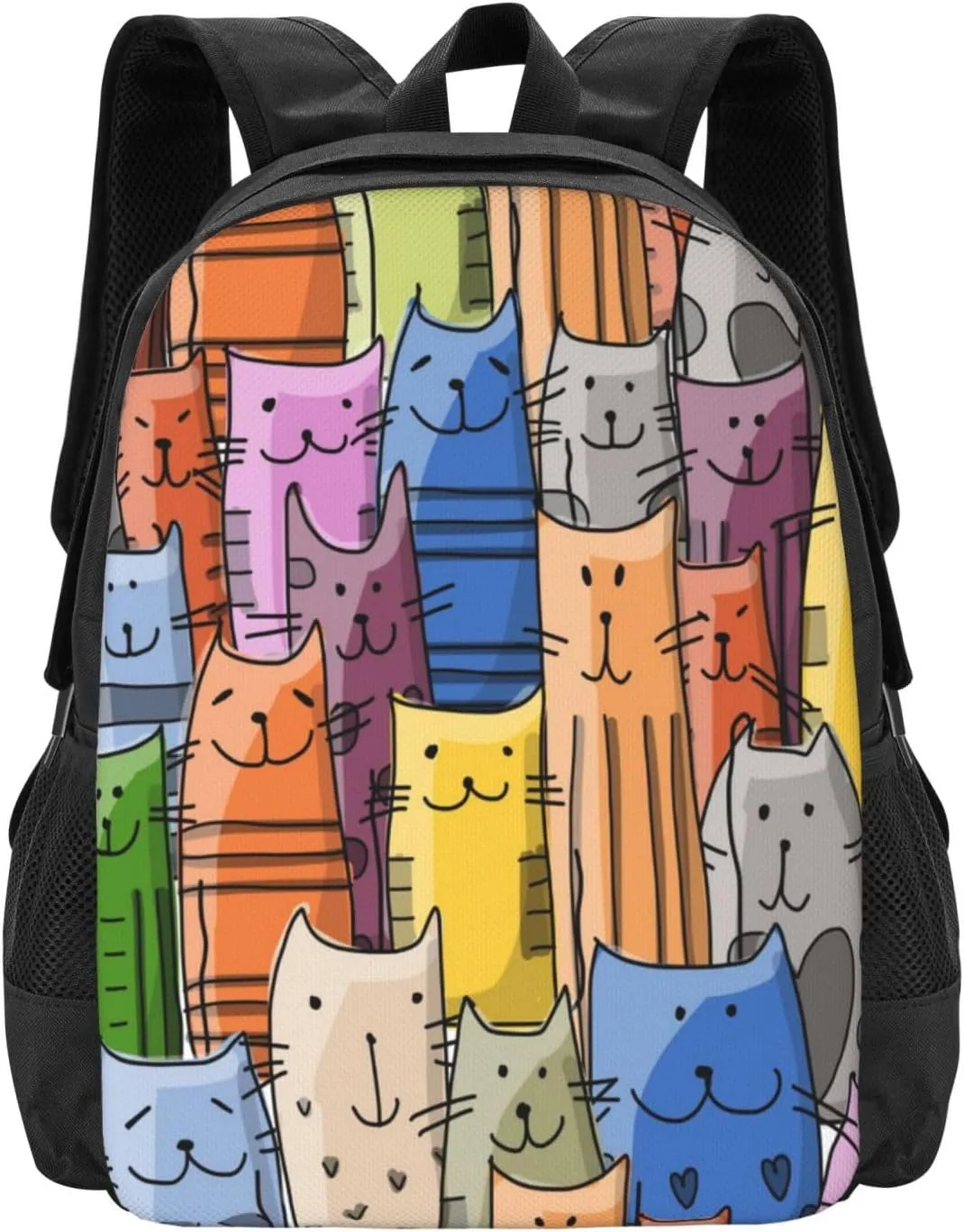 Colorful Smiling Cat Lightweight Packable Backpack Travel Casual Hiking Daypack Foldable Backpack For Men Women