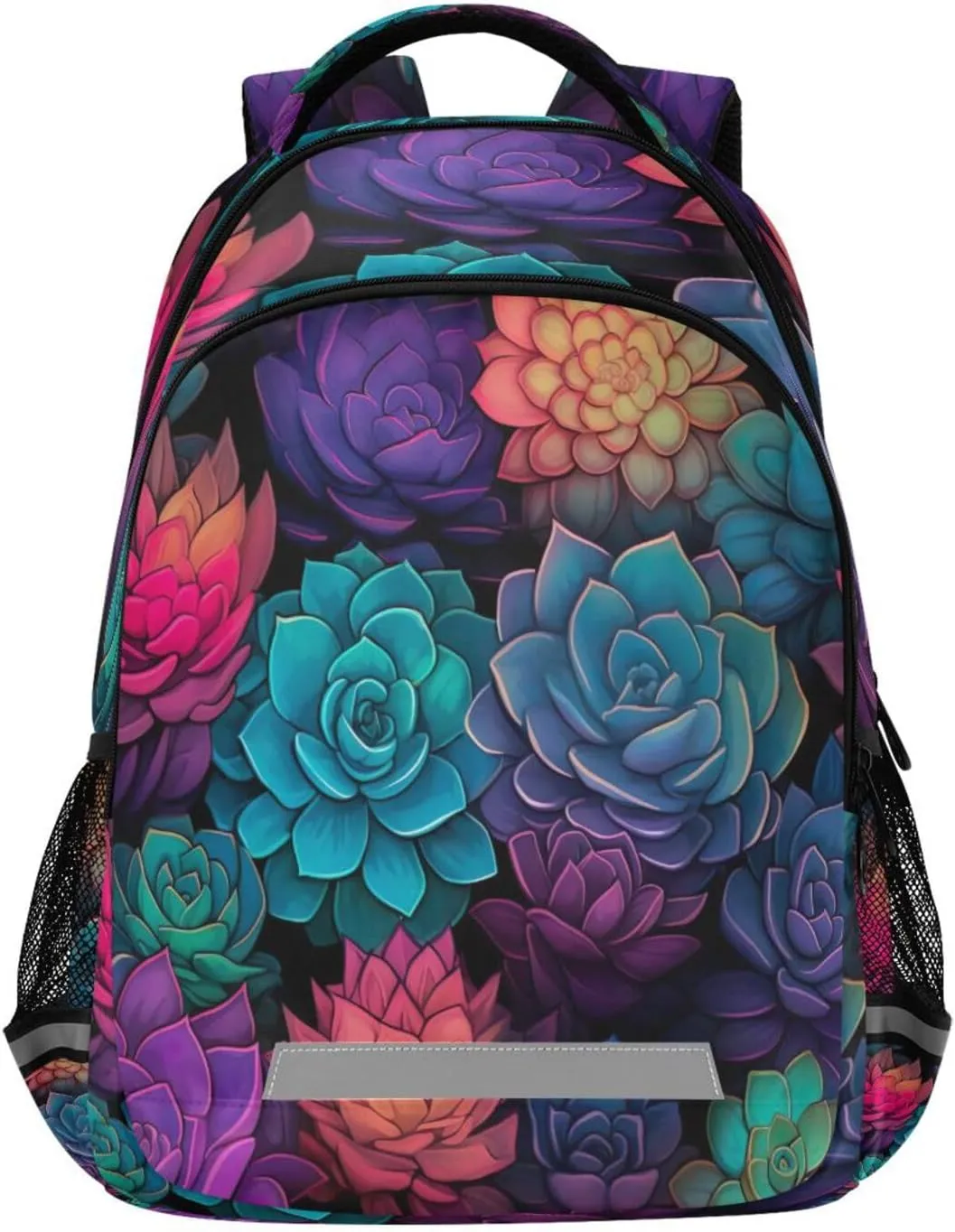 Colorful Succulents Design Waterproof Backpack - Casual Outdoor Sports Daypack with Ergonomic Shoulder Straps#332