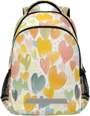 Colourful Heart Design Waterproof Backpack - Casual Outdoor Sports Daypack with Ergonomic Shoulder Straps#213