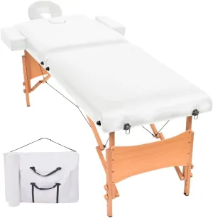 Comfortable 2-Zone Folding Massage Table, Adjustable Height and Removable Accessories for Professional Use, White
