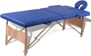 Comfortable and Portable Blue Foldable Massage Table, Adjustable Height, Durable Padding, Home or Professional Use