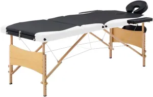 Comfortable Foldable Massage Table with Adjustable Height, 3 Zones, Durable Foam Padding, Black and White