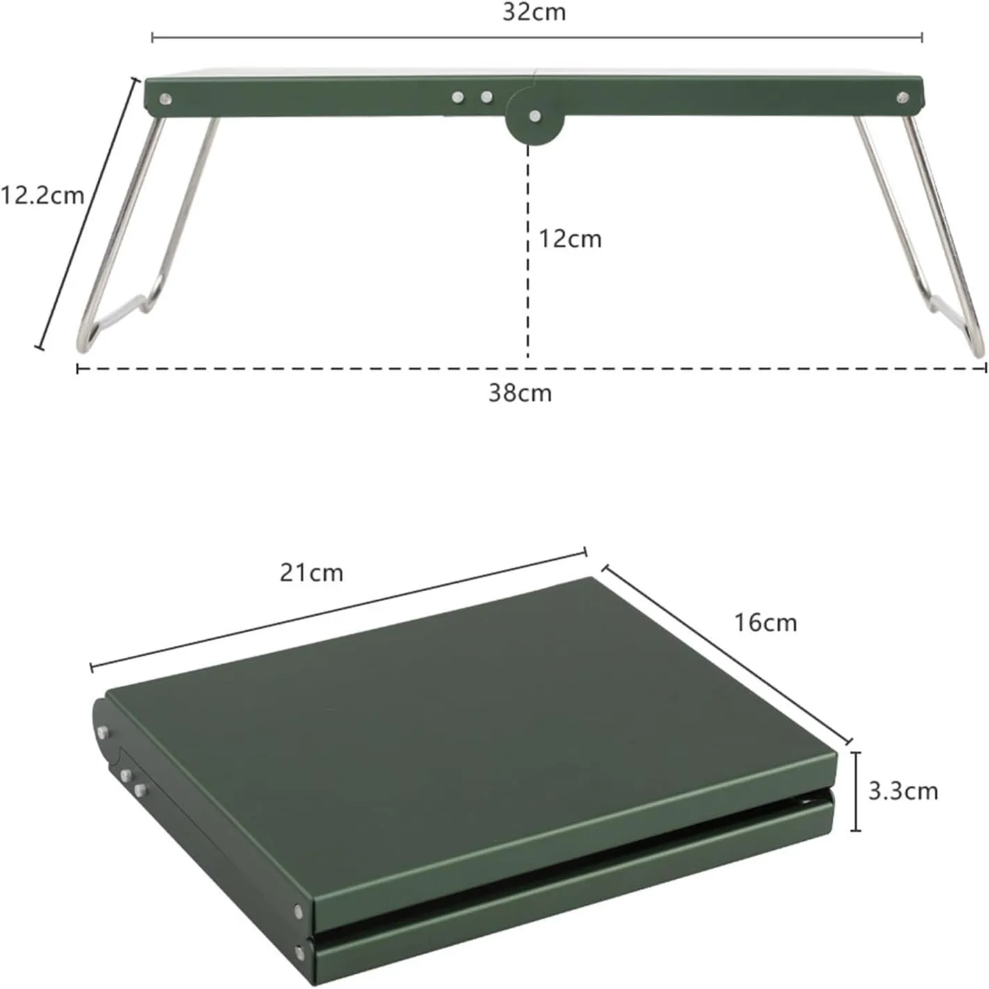 Compact Folding Camping Table, Ultralight Aluminum Beach Table with Anti-Slip Design and Arc-Shaped Bracket, Portable Collapsible Table for Outdoor Picnic, Traveling (Atrovirens)