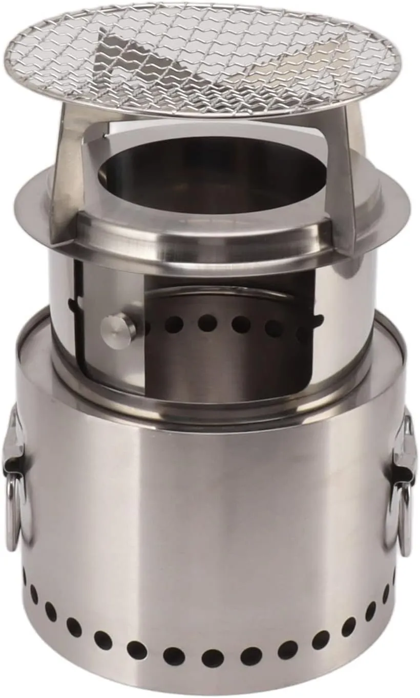 Compact Survival Camping Stove Convenient Backpacking Burning Stove for Barbecue, Bonfire, Heating, Cooking, 3-5 People