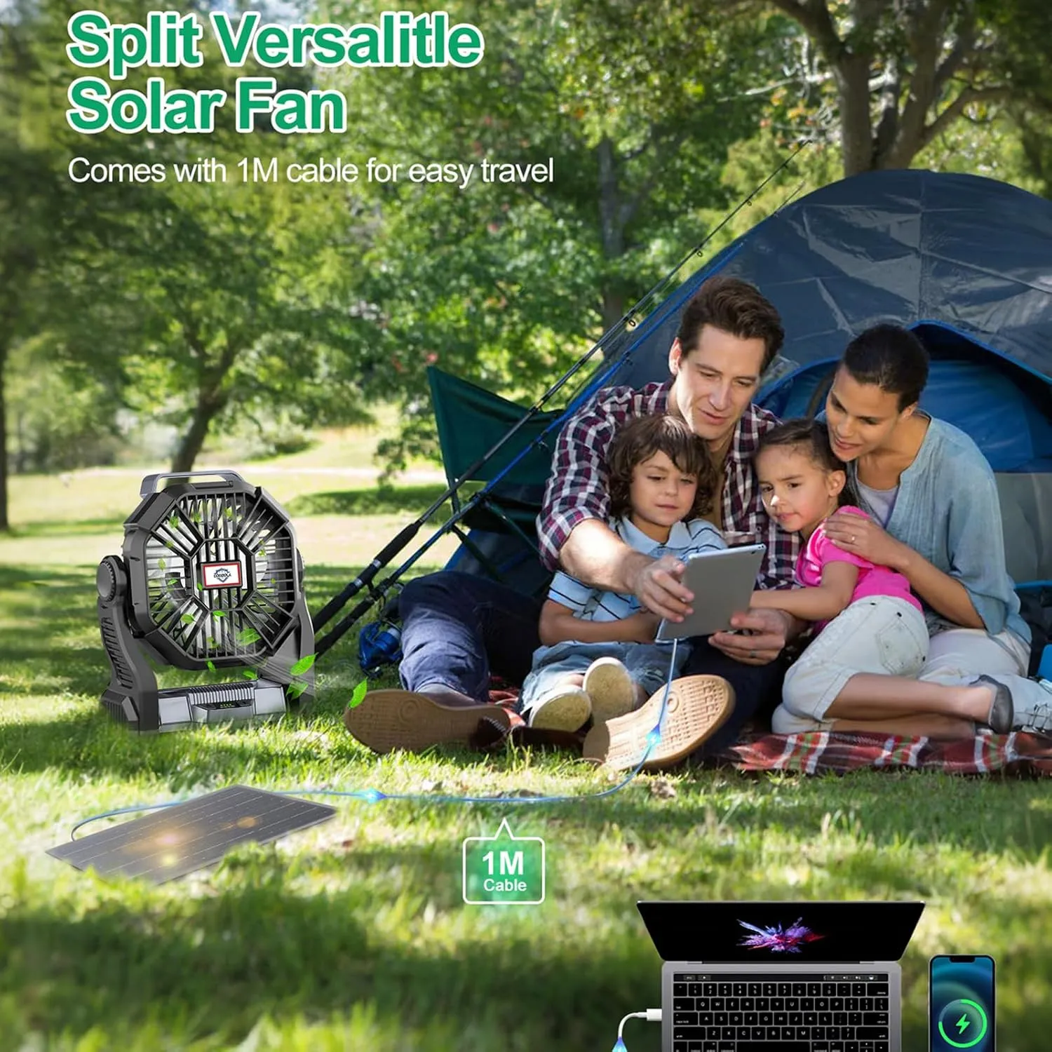 CONBOLA 25400mAh,Camping Fan, Portable Fans Rechargeable 9-Inch Battery Powered (180Hrs) LED Lantern, USB C Battery Beach Fan.