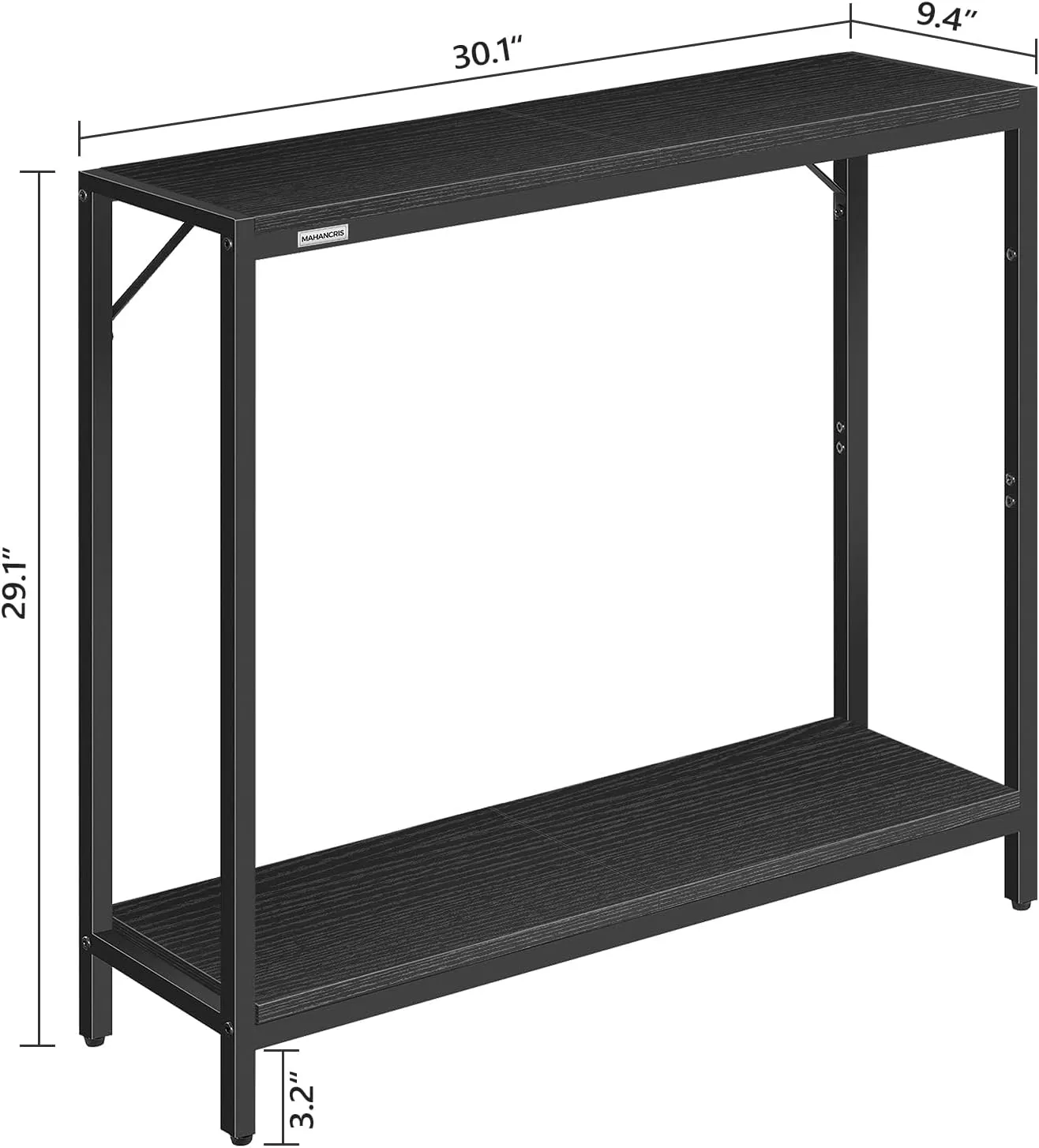 Console Table, 2-Tier Entrance Table, Behind Sofa Table, Industrial Style, Sturdy and Stable, for Living Room, Entryway, Foyer, Corridor, Office, Black CTHB27601