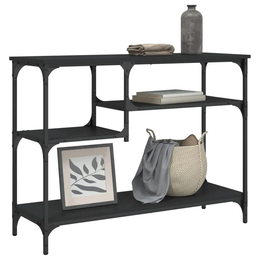 Console Table with Shelves Black 39.4"x13.8"x29.5"