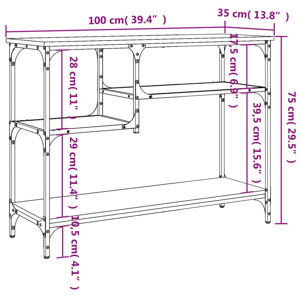Console Table with Shelves Black 39.4"x13.8"x29.5"
