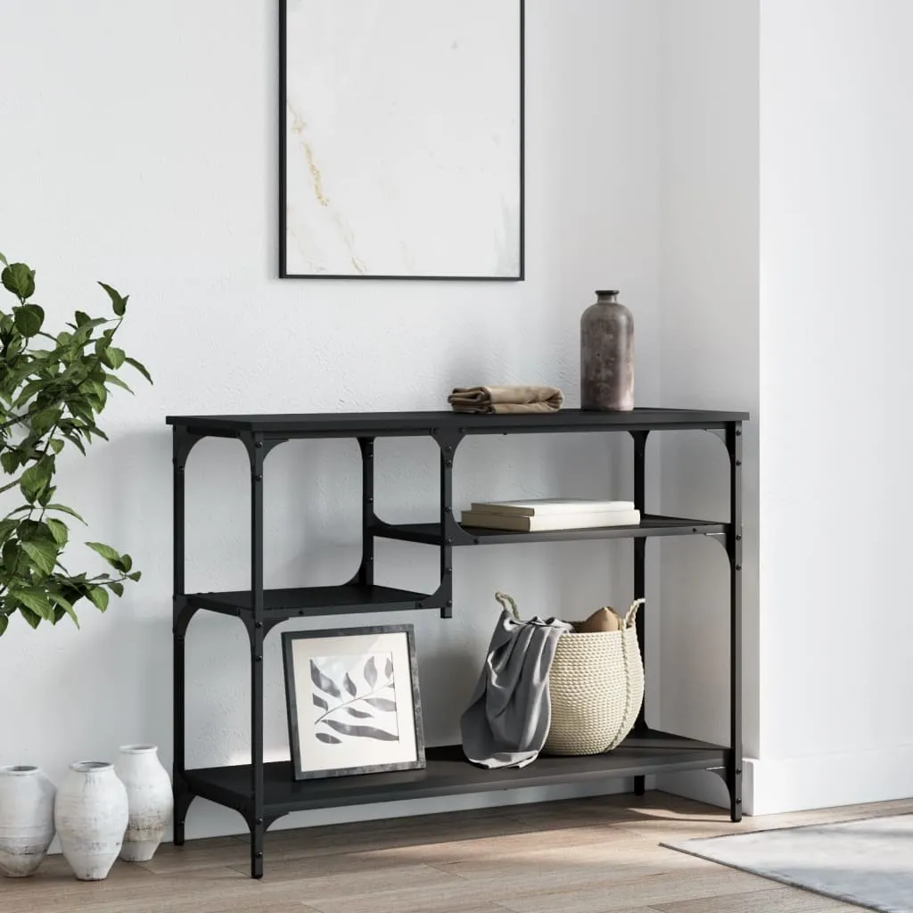Console Table with Shelves Black 39.4"x13.8"x29.5"