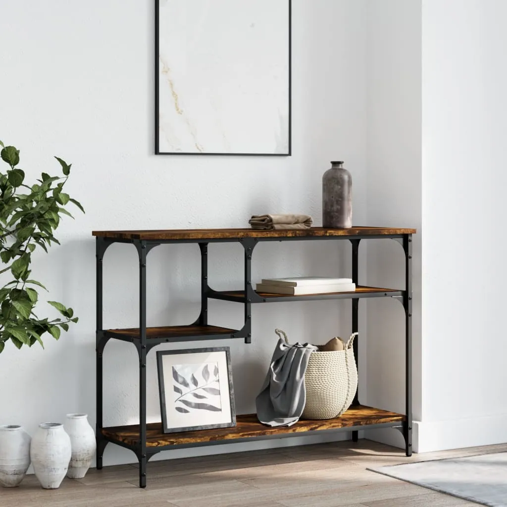 Console Table with Shelves Black 39.4"x13.8"x29.5"
