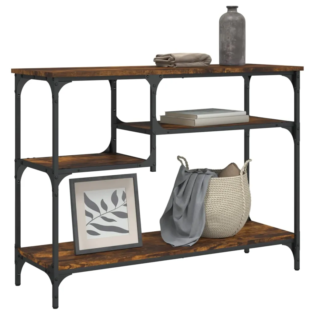 Console Table with Shelves Black 39.4"x13.8"x29.5"