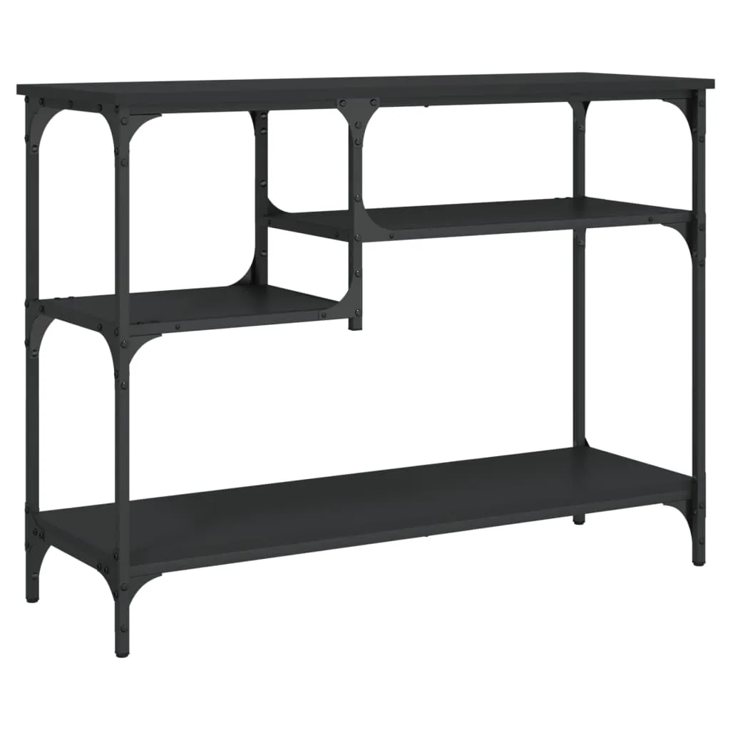 Console Table with Shelves Black 39.4"x13.8"x29.5"