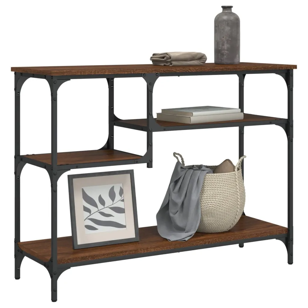 Console Table with Shelves Black 39.4"x13.8"x29.5"