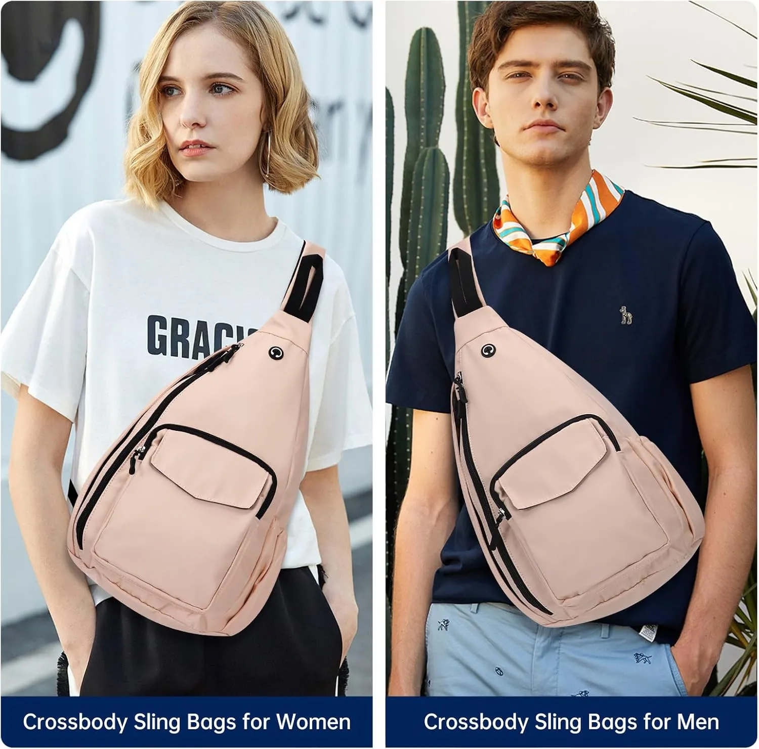 Convertible Sling Backpack Crossbody Chest Bag for Women Men Left and Right Shoulder Purse Water Repellent Gym Daypack