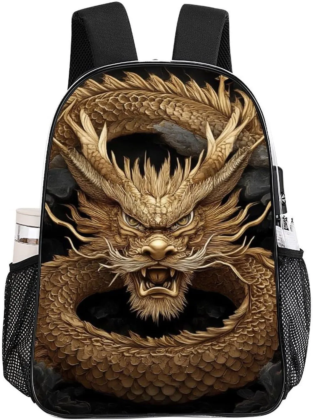 Cool Chinese Dragon King Rucksacks Lightweight Multipurpose Transparent Shoulder Bag Big Capacity Traveling & Camping Backpack With Side Pockets