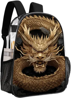 Cool Chinese Dragon King Rucksacks Lightweight Multipurpose Transparent Shoulder Bag Big Capacity Traveling & Camping Backpack With Side Pockets